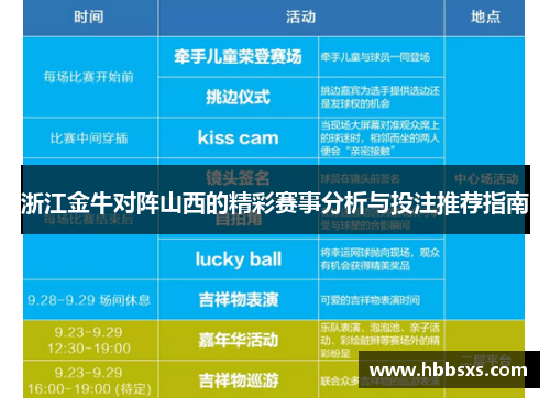 浙江金牛对阵山西的精彩赛事分析与投注推荐指南