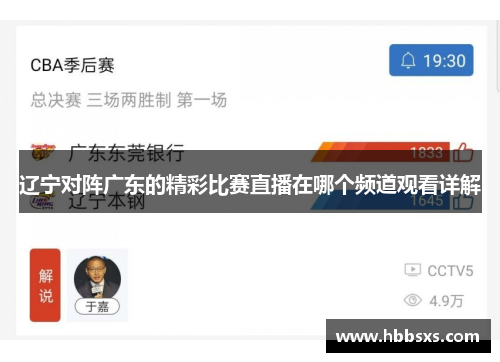 辽宁对阵广东的精彩比赛直播在哪个频道观看详解